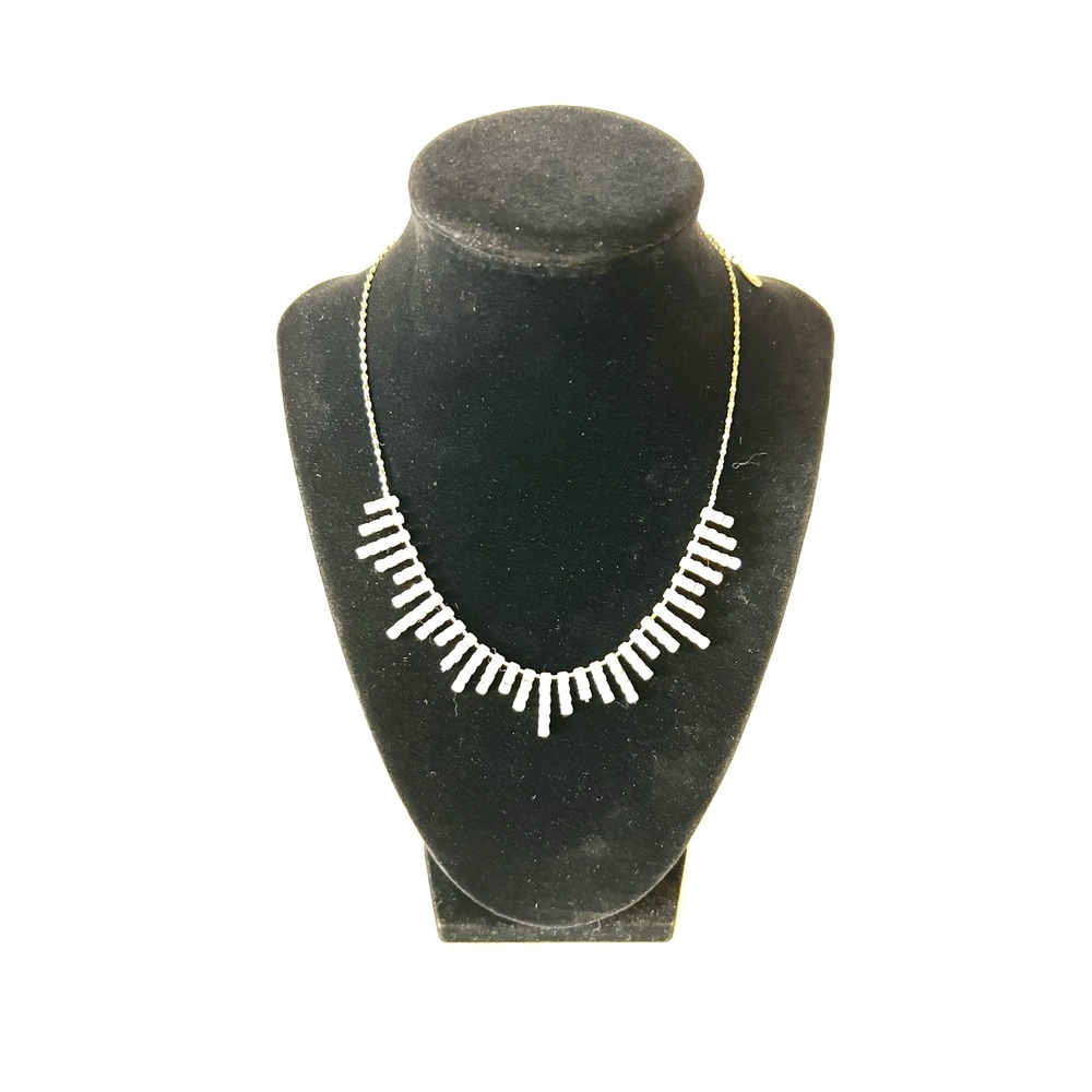 Icing Beautiful Vintage Silver Tone Clear Rhinestone Bib Choker Necklace 18"